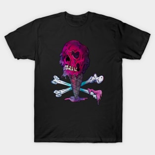 Drippy Ice Cream Cone Melting Skull T-Shirt